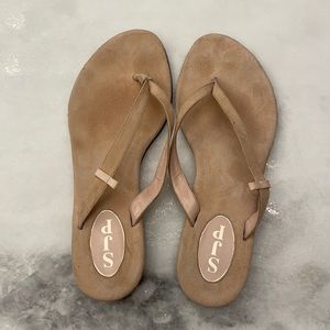 SJP Nude Suede Thong Sandals
